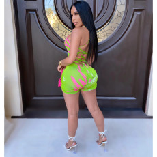 Sexy Graffiti Printed Strappy Backless Rompers BS-1212