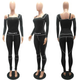 Casual Sports Long Sleeve Two Piece Pants Set XS MAE-2054