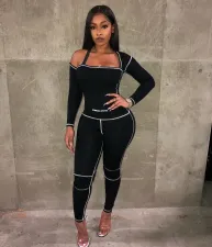 Casual Sports Long Sleeve Two Piece Pants Set XS MAE-2054