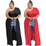 Plus Size 5XL Sexy Mesh One Shoulder High Low Tops ASL-6287