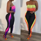 Sexy Tassel Tube Top Long Pants Two Piece Suits YS-8530
