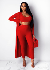 Solid Tank Tops +Long Cloak +Pants 3 Piece Sets ZSD-0309