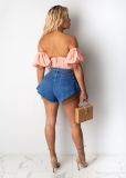 Summer Casual Beach Scalloped Hot Denim Shorts LSD-8734
