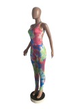 Tie Dye Print Sleeveless Backless Skinny Jumpsuits CHY-1245