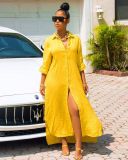 Plus Size 4XL Simple Loose Casual Solid Color Long Shirt Dress SFY-104-1