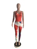 Tie Dye Print Sleeveless Backless Skinny Jumpsuits CHY-1245