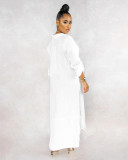 Plus Size 4XL Simple Loose Casual Solid Color Long Shirt Dress SFY-104-1