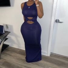 Sexy Simple Solid Color Sleeveless Long Dress SFY-151