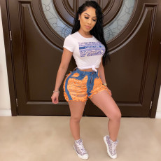 Fashion Sexy Hollow Out Ripped Denim Shorts LSD-8738