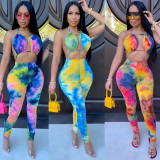 Sexy Tie Dye Halter Backless One Piece Jumpsuits CHY-1250