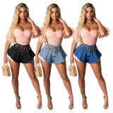 Summer Casual Beach Scalloped Hot Denim Shorts LSD-8734