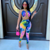 Sexy Tie Dye Halter Backless One Piece Jumpsuits CHY-1250