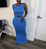 Sexy Simple Solid Color Sleeveless Long Dress SFY-151