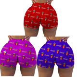 Plus Size Sexy Printed Bodycon Mini Shorts LUO-3090