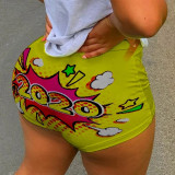 Plus Size Casual Printed Bodycon Mini Shorts LUO-3088