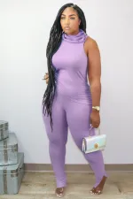 Solid Mask One Piece Tank Tops Split Pants 2 Piece Sets QZX-6141