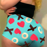 Plus Size Sexy Printed Bodycon Mini Shorts LUO-3089