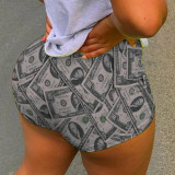 Plus Size Sexy Printed Bodycon Mini Shorts LUO-3089