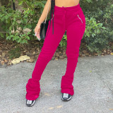 Plus Size Solid Skinny Long Stacked Sweatpants FSL-101