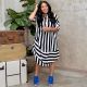 Casual Loose Striped Turndown Collar Shirt Dress BS-1221