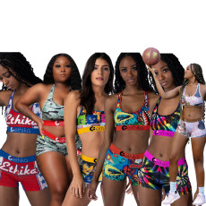 Sexy Printed Tank Top Biker Shorts Fitness 2 Piece Sets LSL-8050