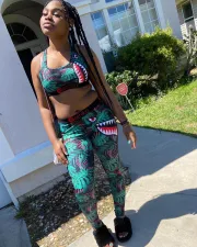 Sexy Tank Top And Pants Fitness Two Piece Sets LSL-8049