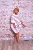 Plus Size 5XL Striped Two Piece Shorts Set BMF-004