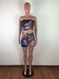 Tie-dye Sexy Fashion Casual Two Piece Set LX-2079