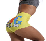 Plus Size Sexy Skinny Pattern Printed  Yoga Fitness Shorts SHD-9314
