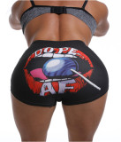 Plus Size Sexy Skinny Pattern Printed  Yoga Fitness Shorts SHD-9314