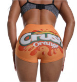 Plus Size Sexy Skinny Pattern Printed  Yoga Fitness Shorts SHD-9314