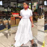 Solid Mesh Patchwork Short Sleeve Maxi Dress LS-0317