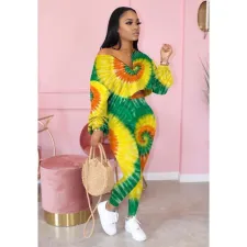 Casual Printed Long Sleeve Two Piece Pants Set OYF-8213