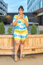 Plus Size 5XL Tie Dye Skinny One Piece Rompers OSM-4207