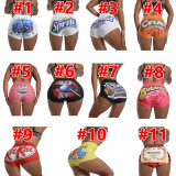 Plus Size Sexy Skinny Pattern Printed  Yoga Fitness Shorts SHD-9314
