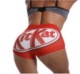 Plus Size Sexy Skinny Pattern Printed  Yoga Fitness Shorts SHD-9314