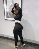Casual Ribbed Long Sleeve Two Piece Pants Set LM-8172
