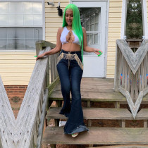 Plus Size Fashion Sexy Nightclub Slim Tassel Jeans YD-8139-1