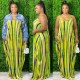Colorful Striped V Neck Spaghetti Strap Loose Maxi Dress SMR-9661