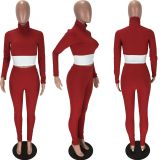 Casual Ribbed Long Sleeve Two Piece Pants Set LM-8172