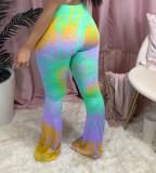 Tie Dye Print Skinny Long Flared Pants WSM-5182