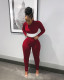 Casual Ribbed Long Sleeve Two Piece Pants Set LM-8172
