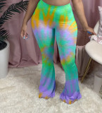 Tie Dye Print Skinny Long Flared Pants WSM-5182