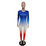Gradient Long Sleeve Skinny Jumpsuits MEM-8294