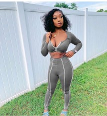 Casual Sportswear Long Sleeve 2 Piece Pants Set GLF-8012