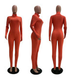 Casual Ribbed Letter Long Sleeve Skinny Jumpsuits GLF-8011