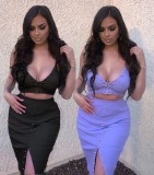 Sexy Rivet Spaghetti Strap Midi Skirt 2 Piece Sets GLF-8005