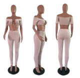Sexy Off Shoulder Crop Top Pants Two Piece Set GLF-8002