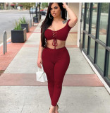 Sexy Off Shoulder Crop Top Pants Two Piece Set GLF-8002