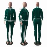 Casual Tracksuit Long Sleeve Split Pants 2 Piece Sets XMY-9206